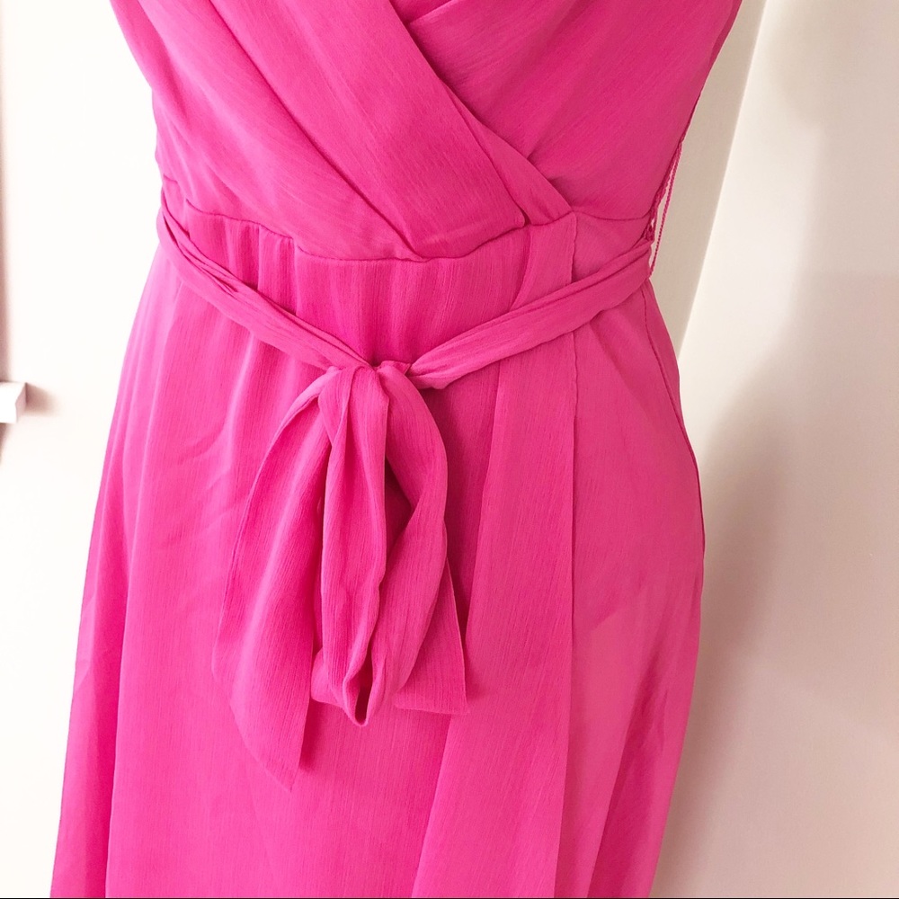 DKNY NEW Pink Chiffon Wrap Midi Dress Size 4 - Picture 5 of 9